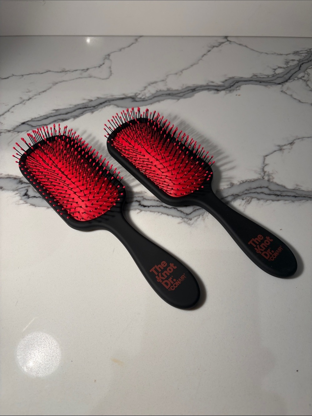 New Set of The Knot Dr. Conair Detangler Paddle Brush - Black with Red Cushion